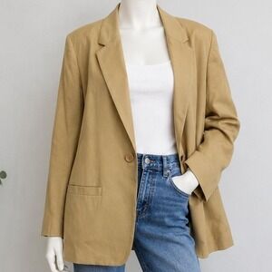Ann Taylor Womens Blazer Tan Khaki Single Button Professional 8